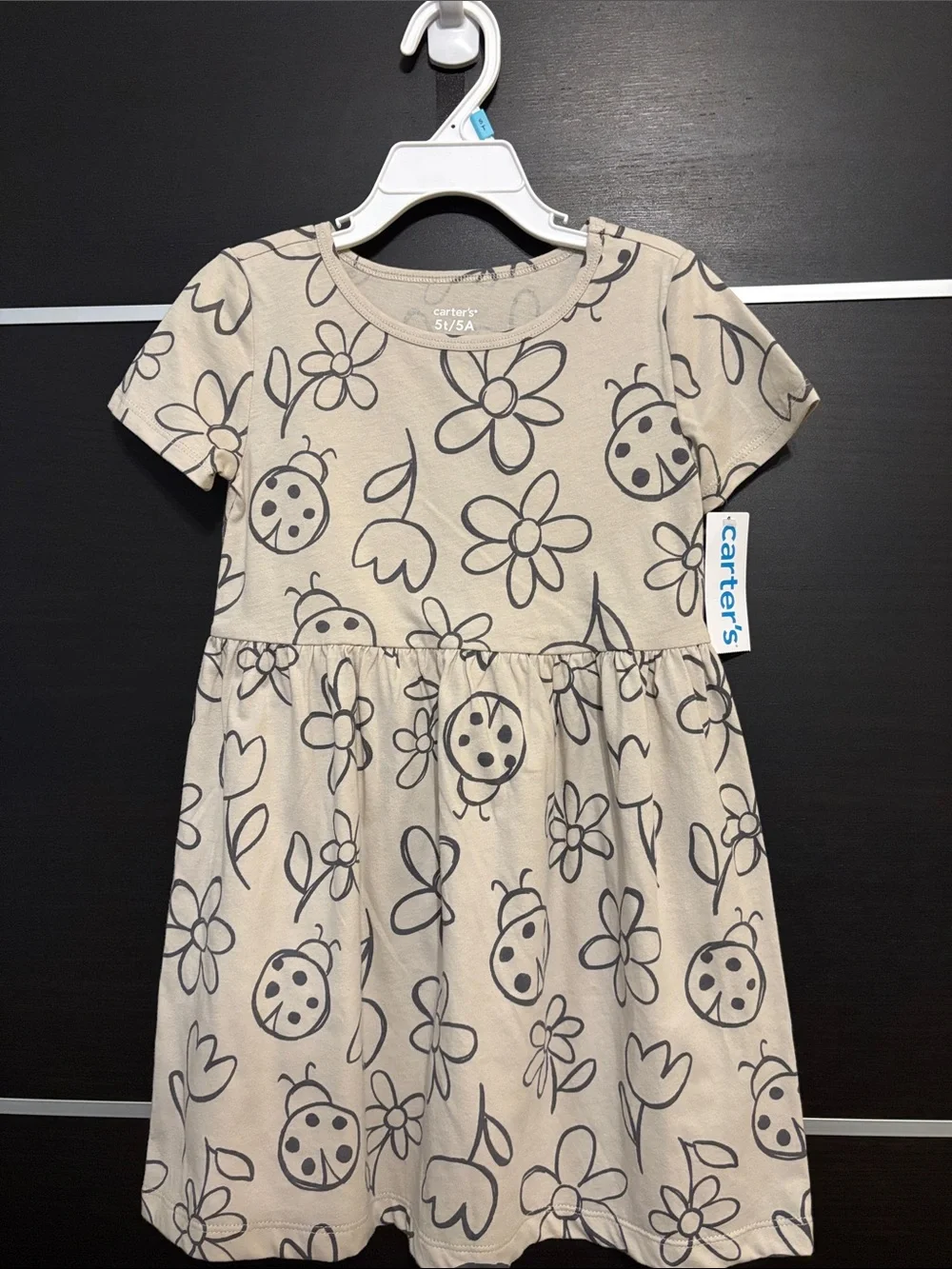 Carter's Toddler Girl's Floral Butterfly Short Sleeve Dress in Tan